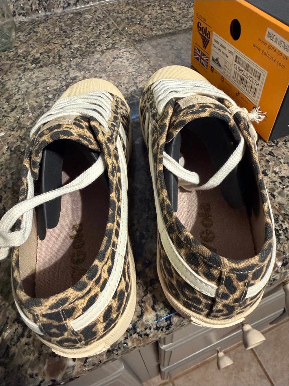 Gola Leopard Print Low-Top Sneakers in Tan/Black - Picture 5 of 10